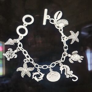 🐚 Ocean Beach Turtle Sea Shell Style Charm Bracelet 🐢